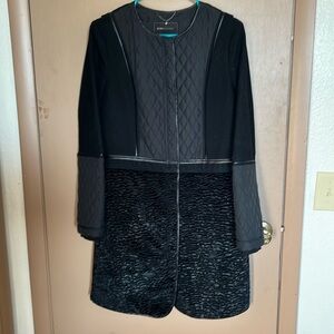 BCBG MAXAZRIA black wool cashmere quilted coat Medium